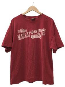 HARLEY DAVIDSON◆Tシャツ/-/コットン/RED/プリント