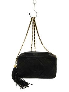 CHANEL◆マトラッセ/チェーンショルダーバッグ/レザー/BLK