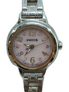 wicca* solar wristwatch / analogue / stainless steel /PNK/SLV/E031-R005421