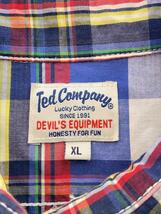 TED MAN(TED COMPANY)◆半袖シャツ/XL/コットン/BLU/チェック/刺繍_画像3