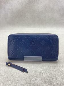 LOUIS VUITTON◆ジッピー・ウォレット_モノグラム・アンプラント_NVY/牛革/NVY/レディース