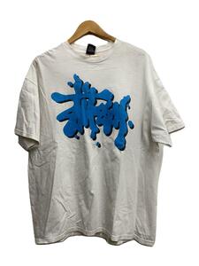 STUSSY◆00s/LIQUID LOGO/Tシャツ/XL/コットン/WHT