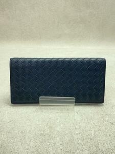 BOTTEGA VENETA◆長財布/レザー/NVY/メンズ/イントレチャート