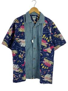 AOZORA BLUE HEAVEN* short sleeves shirt /5/ cotton /NVY/ total pattern /730109