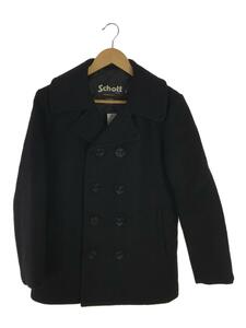 Schott◆ピーコート/36/コットン/BLK/無地