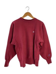 Champion◆スウェット/90s/刺繍タグ/L/コットン/RED/REVERSE WEAVE/後ろ裾変色