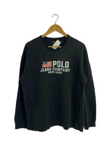 POLO JEANS CO.◆フロントロゴ/クルーネックスウェット/S/コットン/BLK