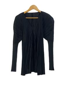 PLEATS PLEASE ISSEY MIYAKE◆カーディガン(薄手)/4/ポリエステル/BLK/無地/PP05-JO001