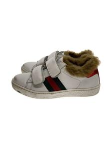 GUCCI◆キッズ靴/-/スニーカー/レザー/WHT/ACE/ファー/シェリーライン/スレ汚れ着用感