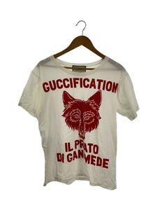 GUCCI◆18ss/Tシャツ/ウルフプリント/S/コットン/WHT/492347-X3L33