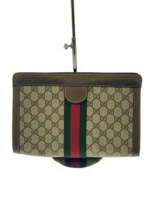 GUCCI◆シェリーライン/クラッチバッグ/レザー/KHK/総柄/89.01.002