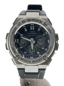 CASIO◆ソーラー腕時計・G-SHOCK/デジアナ/ラバー/BLK/BLK