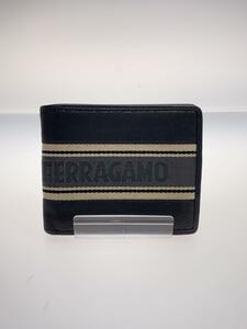 Salvatore Ferragamo◆2つ折り財布/-/BLK/無地/メンズ