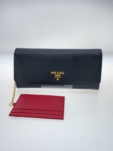 PRADA◆長財布/レザー/BLK/無地/レディース/1M1132