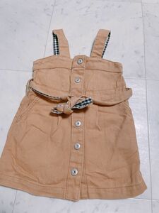 値下げ中　apres les cours デニム　ジャンパースカート　スカート　キッズ　80センチ　子供服　チェック柄