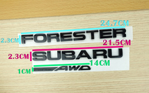 FORESTER SUBARU AWD エンブレム フォレスタースバル 艶有黒 セット_画像2