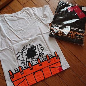 新品タグ付オジコ親子お揃いＴシャツ２枚セット ホイールローダー働く車 白と黒 親子コーデ8ＡメンズＭママ大人 子どもパパ男の子 兄弟