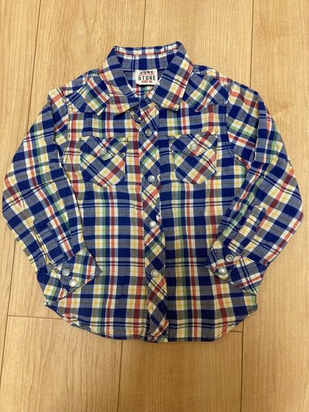 ジャンクストア チェック柄シャツ 90 ブルー 長袖