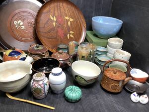 茶道具 まとめ 茶碗 京焼 加藤昌山 鉄瓶 桜皮寸筒 菊 峯山 煎茶道具 茶器 茶筅 茶杓 湯呑 急須 香合 茶托 昭和 レトロ 現状品MI022905