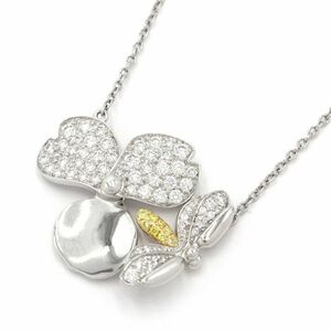  Tiffany paper flower necklace Pt950 K18YG diamond new goods finish settled Dragonfly pendant platinum used free shipping 