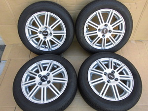 送料激安 ￥3000円～ 軽自動車 ムーウ゛ ワゴンR ライフ ミラ 155/65R14 アルミホイール 14X4.5J PCD100 BS NEXTRY ４本 2020年製 