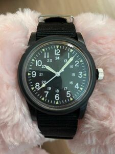ミリタリーウォッチ　腕時計　セイコークォーツ　NATOベルト　ブラック