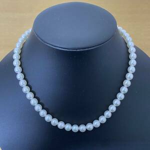 【1円スタート】美品 MIKIMOTO ミキモト パールネックレス 本真珠 ネックレス アクセサリー アコヤ 7.0〜7.5mm Mチャーム 箱付き