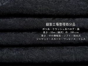 ポリ系 クラッシュ系ベロア やや薄ソフト弱光沢黒6.6mドレス最終