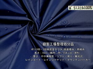 ポリ100 50D高密度タフタ 両面撥水 やや薄 ソフト 青紺系 10mW巾