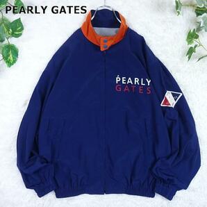 PEARLY GATES　パーリーゲイツ　ナイロンジャケット　ビッグロゴ　スリーブロゴワッペン　ビッグシルエット　L　ネイビー　日本製