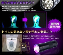 【VAPS_1】サーチライト 12LED ブラックライト 《ブラック》 12灯 汚れ 発見 紫外線 宝石鑑定 偽造防止 送込_画像2