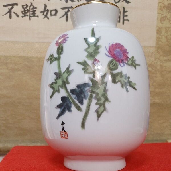 タイムセール特価中 骨董品 在銘 花瓶 刺草文 美品 ヴィンテージ品