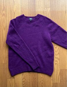 UNIQLO 鮮やか紫ラムクルーネックニット　 セーター 長袖　Lサイズ