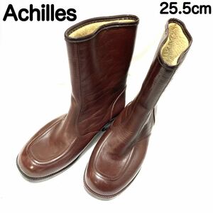 Achilles アキレス 裏ボア ラバーブーツ 長靴 ブラウン 25.5cm