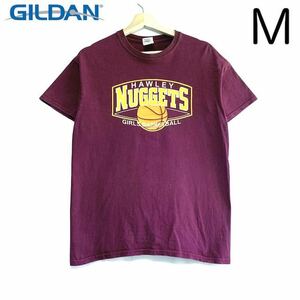 輸入古着 GILDAN ギルダン Tシャツ 女子バスケットボール ホーリーナゲッツ 両面プリント ボルドー