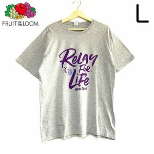 輸入古着 Relay For Life Hope Club グレー Tシャツ 両面プリント アドバタイジング 協賛ロゴ