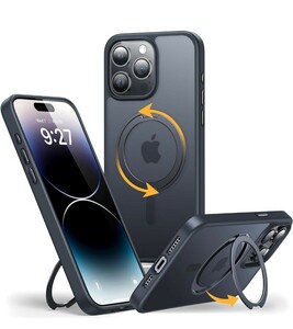 y020523fm Andobil iPhone 15 plus 対応 スマホケース Magsafe対応 両面マグネット ワイヤレス充電対応 衝撃吸収 マット 指紋防止 ブラック