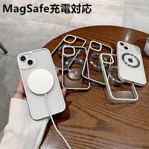 y021508fm iPhone 13 ケース MagSafe 対応 ストラップ穴 付き クリア 透明 2色 配色 カラー フレーム ピンク ホワイトの画像2