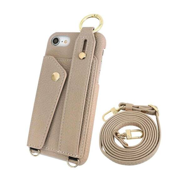 y020917m iPhone7/8/SE(第2世代)(第3世代) スマホショルダー ベルト付き スマホケース ストラップ付 落下防止 カードポケット カード入れ