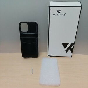 y020908fm WHITESUGAR iPhone 12 mini ケース 手帳型 本革感 カード収納 フラップ式 ブラック