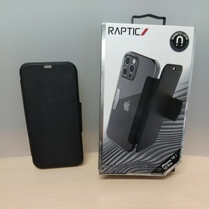 y020914fm RAPTIC iPhone 12 / 12 Pro 対応 ケース 手帳型 背面 クリア マグネット 式 薄型 スリム 手帳 レザー カバー カード 収納