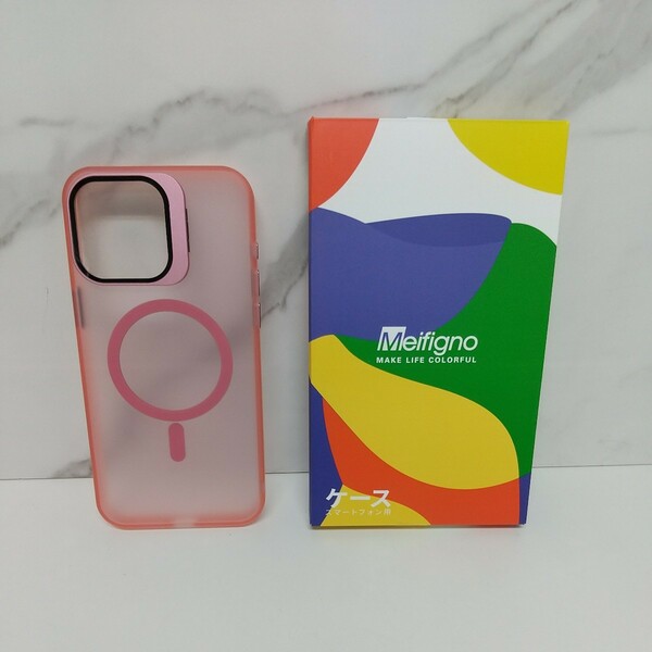y022226fm Meifigno iPhone 15 Pro Max ケース MagSafe対応 レンズ保護 ワイヤレス充電 耐衝撃 黄変防止マット ピンク