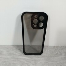 y022804fm 覗き見防止 ロック付き iPhone 14 Pro 用 ケース 一体型 レンズ保護 両面 9H強化ガラス スペースブラック_画像2