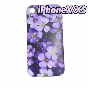 【iPhoneX/XS】紫 花柄 iPhoneケース 大人気 韓国
