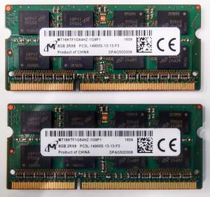 Micron Technology MT16KTF1G64HZ-1G9P1 DDR3L SDRAM 204SODIMM 1866MT/s [HPE Parts for Notebook PN: 693374-001] 8GB 2枚組(合計16GB)