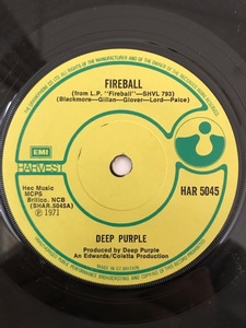 ■UKオリジ7■DEEP PURPLE-ディープ・パープル/FIREBALL b/w DEMON'S EYE 1971年 英HARVEST マト1U/1U CS付 音圧抜群 EX！