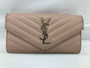 YVES SAINT LAURENT イヴサンローラン 長財布 ピンク系 レザー 【CBAW7042】