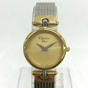 Christian Dior クリスチャンディオール 3025 Qz ゴールド文字盤 レディース 腕時計 ケース付 【CABB1069】