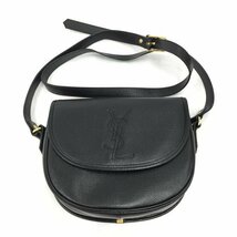 YVES SAINT LAURENT イヴサンローラン ショルダーバッグ 黒 レザー 【CABE3055】_画像1