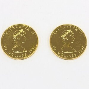 K24IG カナダ メイプルリーフ金貨 1/4oz 2点 おまとめ 総重量：15.6ｇ【CABE0024】